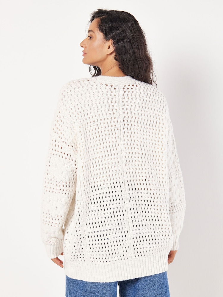 Apricot Natural Self Patchwork Cardigan - Image 4 of 4