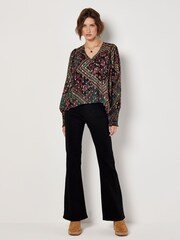Apricot Black Flower Orchestra Gold Foil Top - Image 2 of 4