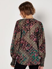 Apricot Black Flower Orchestra Gold Foil Top - Image 4 of 4