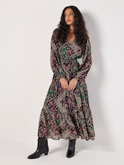 Apricot Green Flower Orchestra Gold Maxi Dress - Image 3 of 5