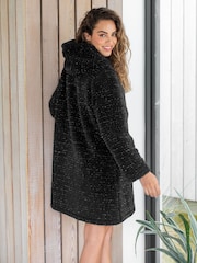 Pour Moi Black Metallic Cosy Fleece Oversized Lounge Hoodie - Image 2 of 4