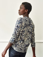 Pure Collection Loose Fit Frill V-Neck Black Jersey - Image 2 of 4