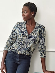 Pure Collection Loose Fit Frill V-Neck Black Jersey - Image 3 of 4