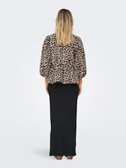 ONLY Animal Leopard Print Puff Sleeve Tie 100% Cotton Top - Image 2 of 7