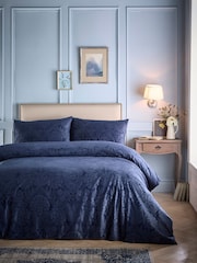Appletree Navy Berkley Velvet Duvet Cover Set - Image 1 of 5
