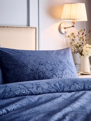 Appletree Navy Berkley Velvet Duvet Cover Set - Image 2 of 5