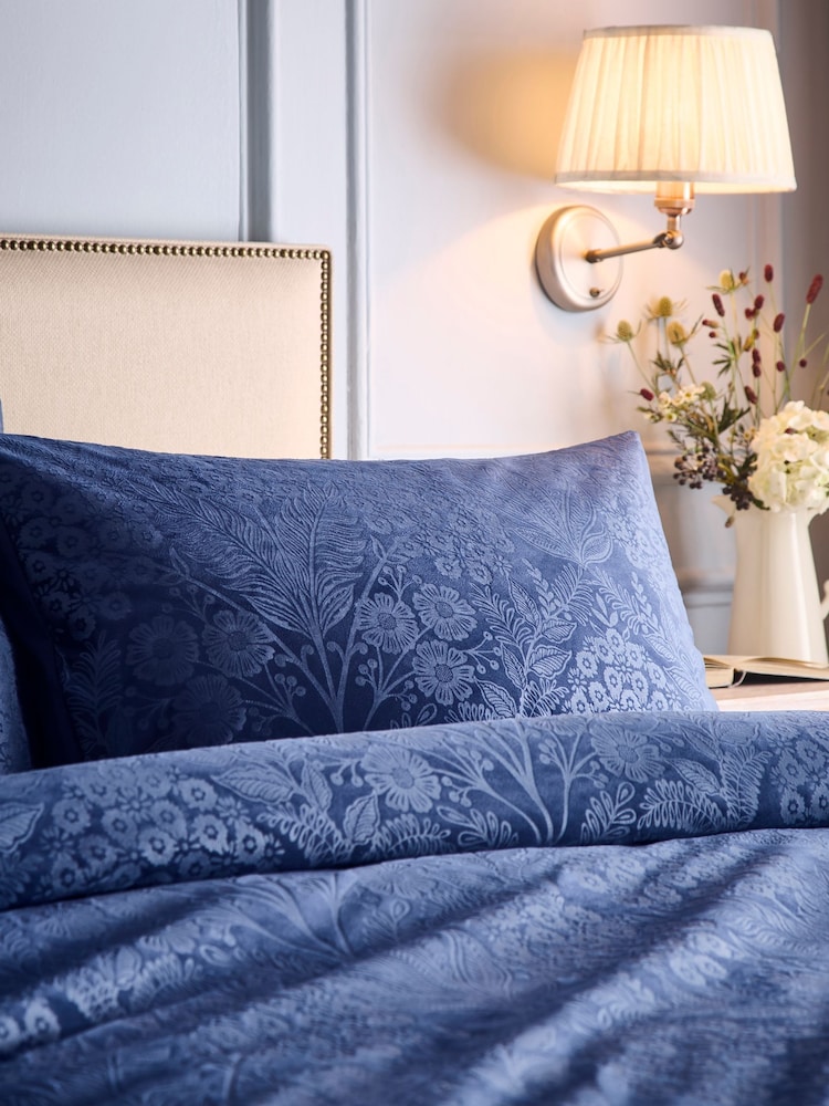 Appletree Navy Berkley Velvet Duvet Cover Set - Image 2 of 5