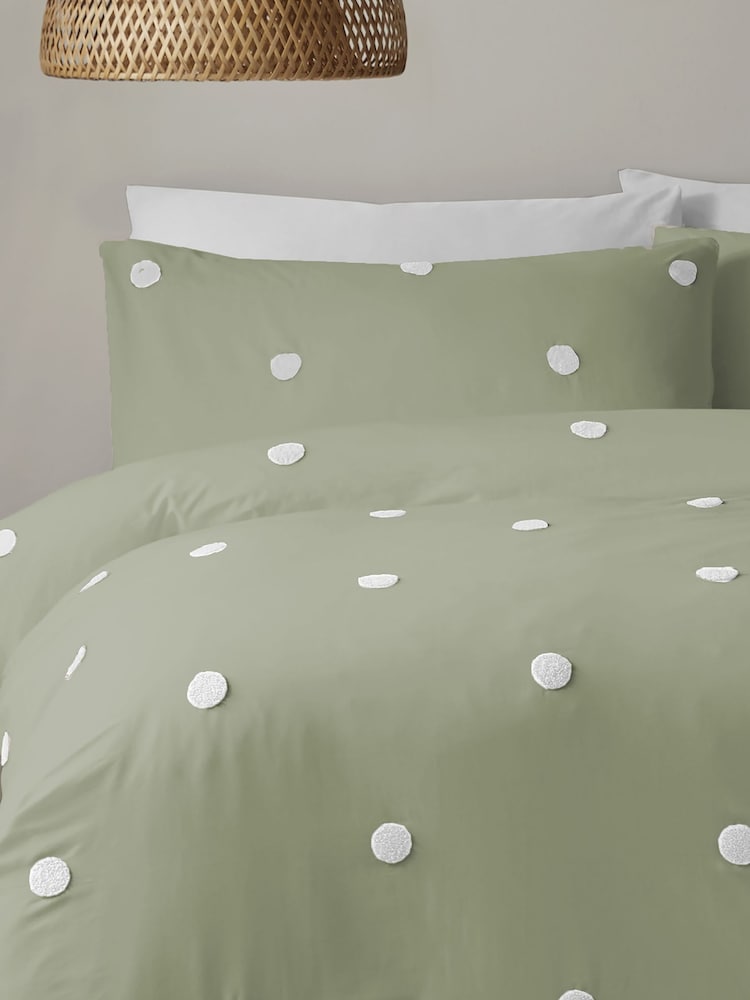 Appletree Sage Dot Garden 100% Pure Cotton Duvet Cover and Pillowcase Set - Image 2 of 3 Appletree Sage Dot Garden 100% Pure Cotton Duvet Cover and Pillowcase Set - Image 2 of 3