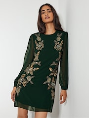 Monsoon Green Emma Embellished Tunic Dress - Image 2 of 4