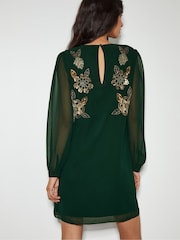 Monsoon Green Emma Embellished Tunic Dress - Image 3 of 4
