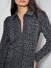 Monsoon Black Abi Leopard Print Jacquard Dress - Image 4 of 5