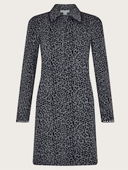 Monsoon Black Abi Leopard Print Jacquard Dress - Image 5 of 5