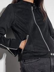 Monsoon Black Sasha Suedette Biker Jacket - Image 4 of 5