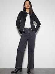 Monsoon Black Sasha Suedette Biker Jacket - Image 5 of 5