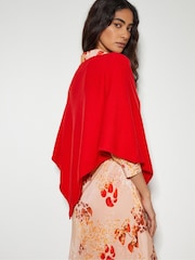 Monsoon Red Carly Poncho - Image 3 of 4