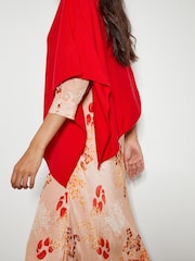 Monsoon Red Carly Poncho - Image 4 of 4