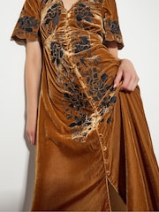 Monsoon Natural Cleo Embroidered Velvet Dress - Image 2 of 5