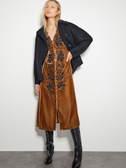 Monsoon Natural Cleo Embroidered Velvet Dress - Image 5 of 5