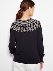 Monsoon Black Flo Sequin Fair Isle Pattern Jumper - Image 3 of 4