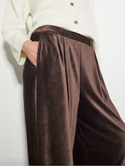 Monsoon Brown Shay Rib Velour Wide Leg Trousers - Image 4 of 4