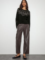 Monsoon Black Embellished Fay Fair Isle Pattern Jumper - Image 2 of 4