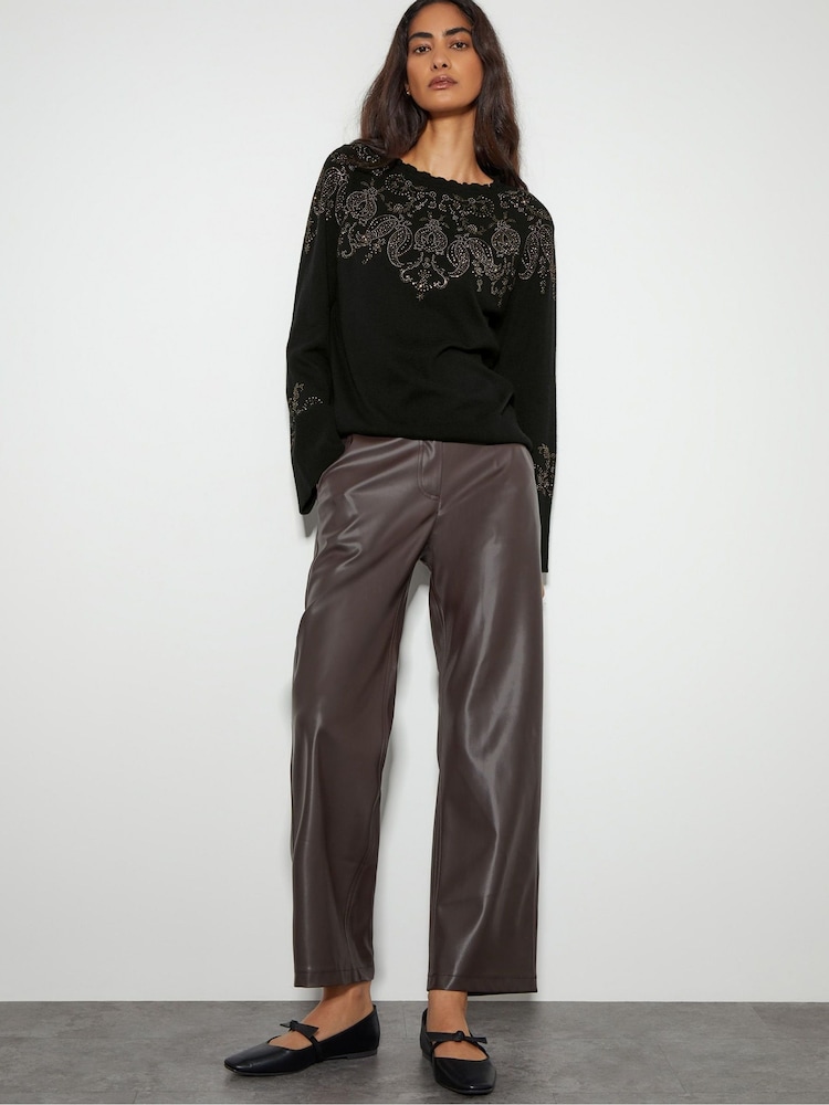 Monsoon Black Embellished Fay Fair Isle Pattern Jumper - Image 2 of 4