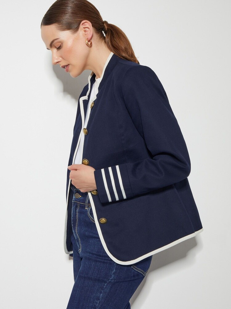 Monsoon Blue Mali Military 100% Cotton Blazer - Image 2 of 4 Monsoon Blue Mali Military 100% Cotton Blazer - Image 2 of 4
