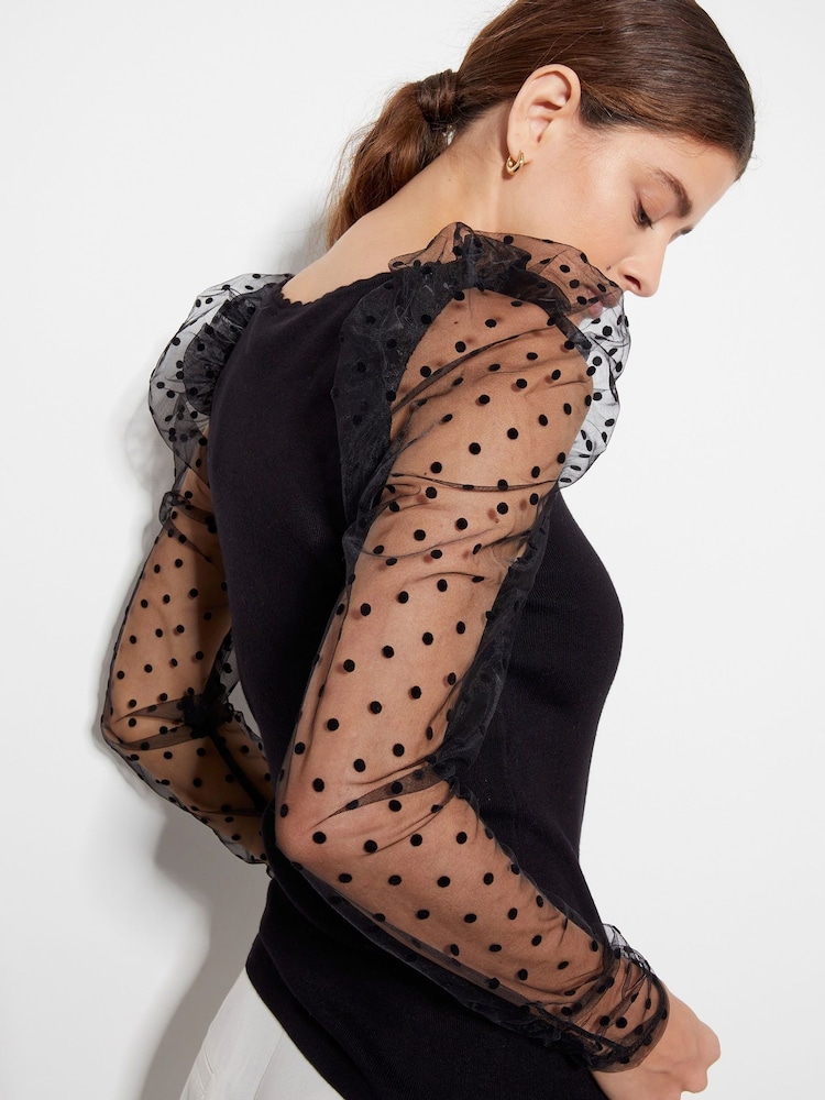 Monsoon Black Mimi Polka Dot Sleeve Blouses - Image 2 of 3 Monsoon Black Mimi Polka Dot Sleeve Blouses - Image 2 of 3