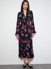 Monsoon Black Deven Rose Dress - Image 1 of 5