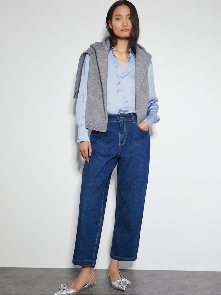 Monsoon Blue Relaxed Holly Satin Shirt - Image 2 of 4