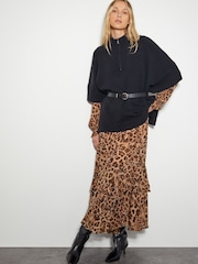 Noir - Poncho en maille semi-fermé Monsoon - Image 5 de 5