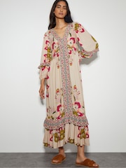 Monsoon Natural Kara Floral Ruffle Dress - Image 1 of 4