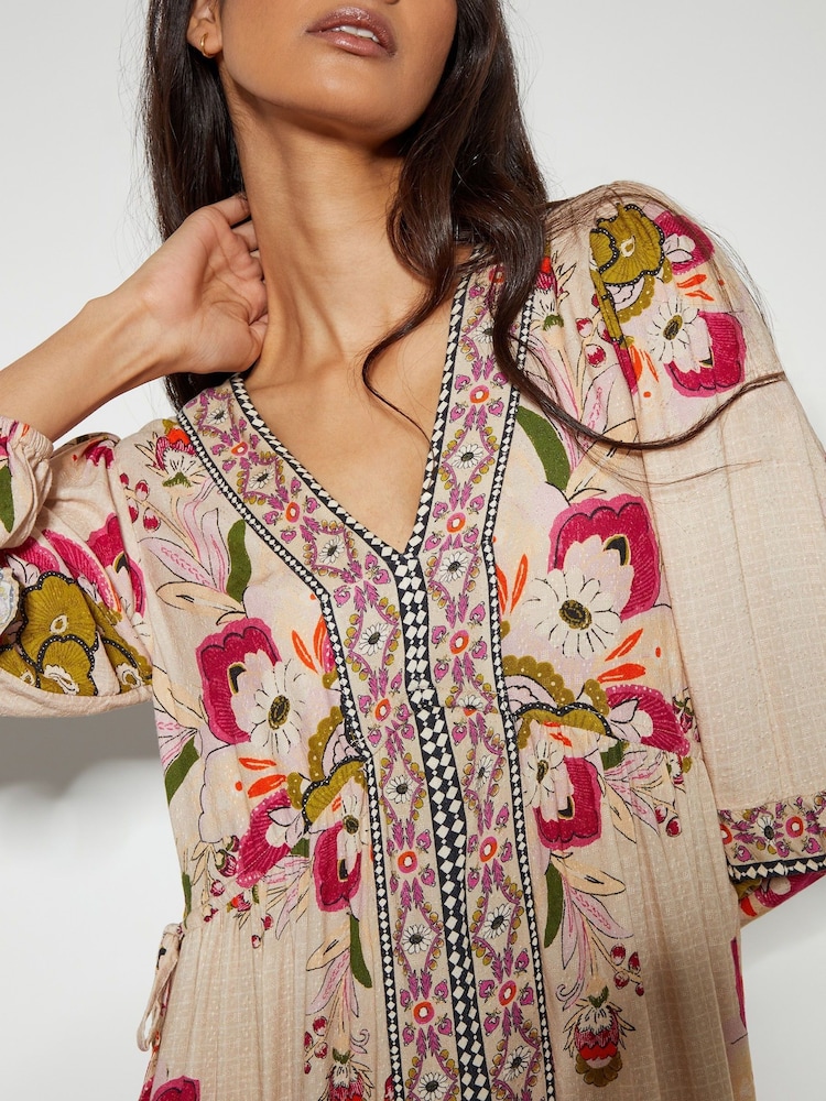 Monsoon Natural Kara Floral Ruffle Dress - Image 4 of 4
