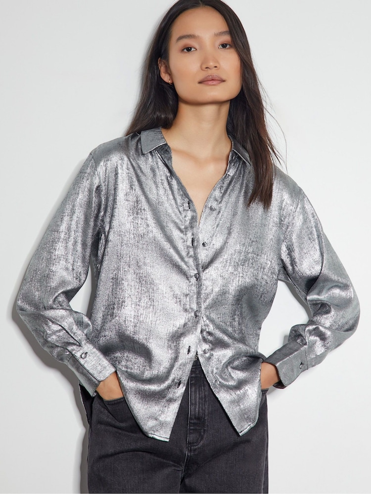 Monsoon Silver Mia Metallic Shirt - Image 1 of 4 Monsoon Silver Mia Metallic Shirt - Image 1 of 4