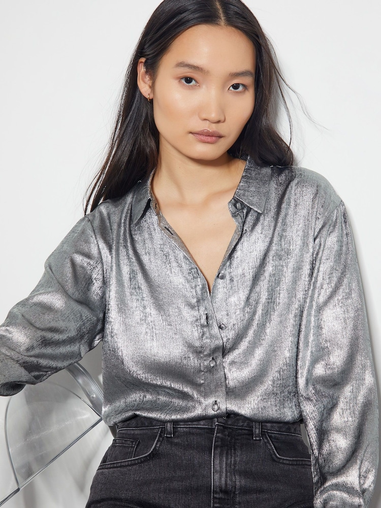 Monsoon Silver Mia Metallic Shirt - Image 4 of 4 Monsoon Silver Mia Metallic Shirt - Image 4 of 4