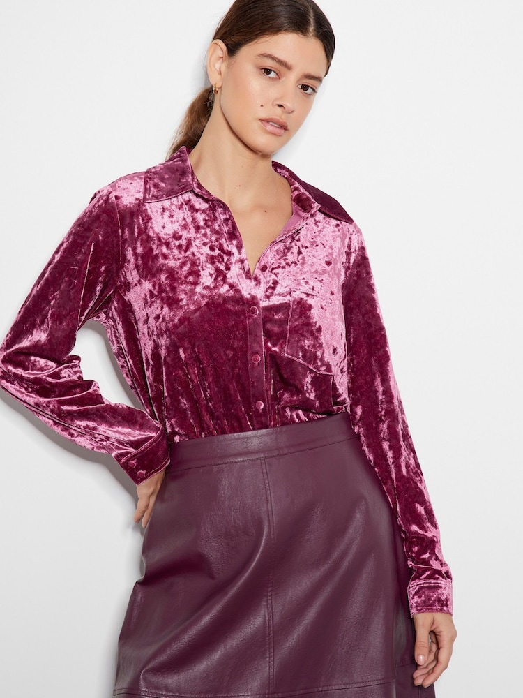 Monsoon Pink Vida Velvet Shirt - Image 1 of 5