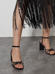 Monsoon Black Darla Diamante Bow Heel Sandals - Image 1 of 4