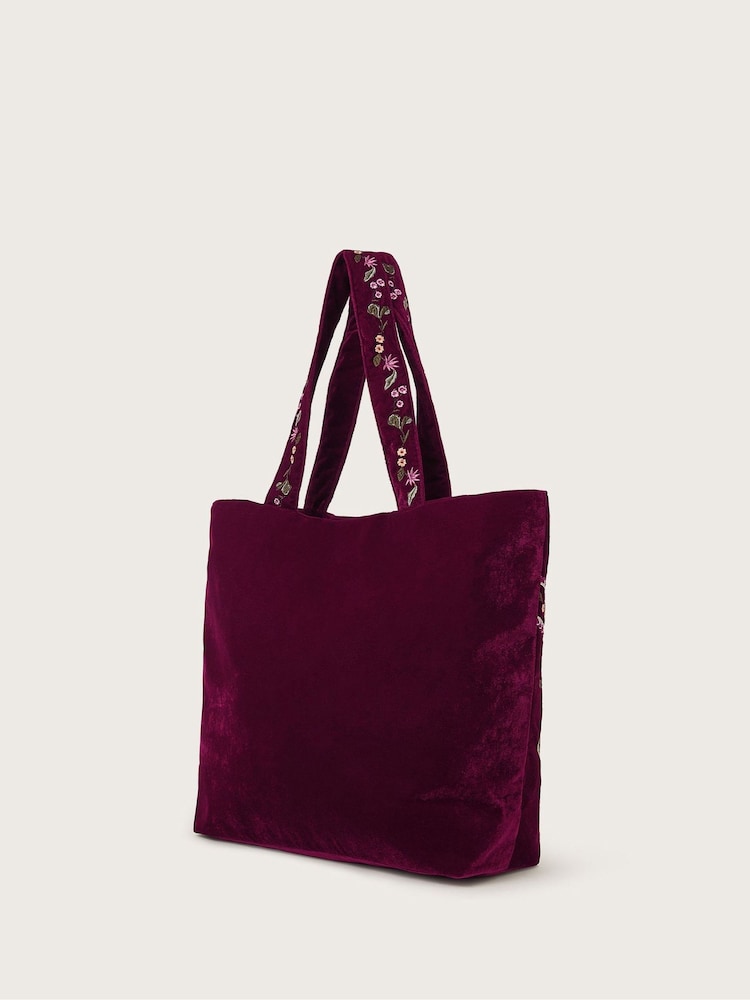 Buy Monsoon Red Freya Embroidered Velvet Tote Bag from Next Denmark