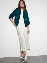 Monsoon Blue Nora Knit Bomber Jacket - Image 4 of 5