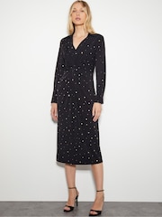 Monsoon Black Delilah Foil Jersey Dress - Image 1 of 5