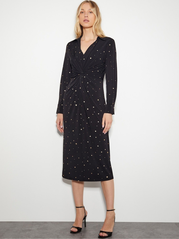 Monsoon Black Delilah Foil Jersey Dress - Image 1 of 5