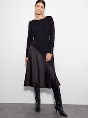 Monsoon Black Saz Satin Knit Dress - Image 1 of 4