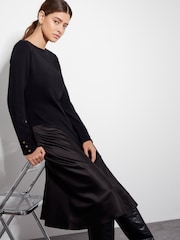Monsoon Black Saz Satin Knit Dress - Image 2 of 4