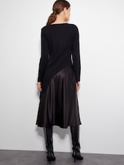 Monsoon Black Saz Satin Knit Dress - Image 3 of 4