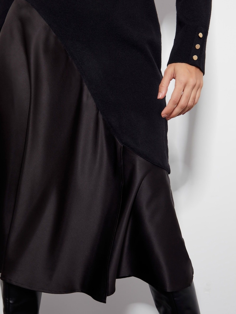 Monsoon Black Saz Satin Knit Dress - Image 4 of 4