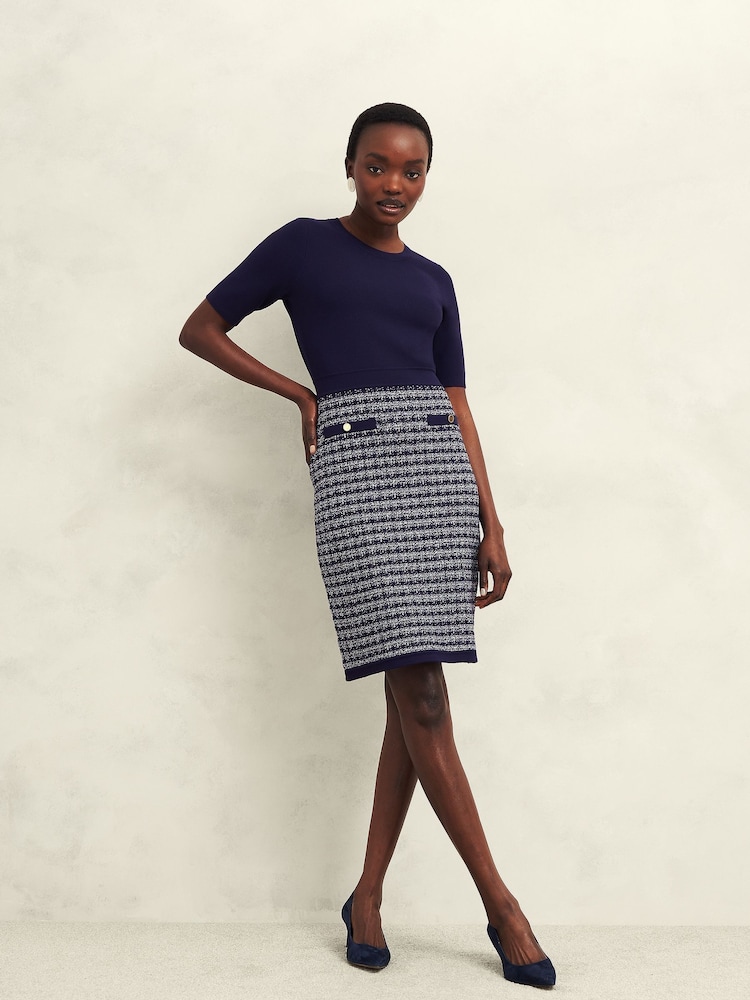 Hobbs Blue Audra Knitted Dress - Image 1 of 4