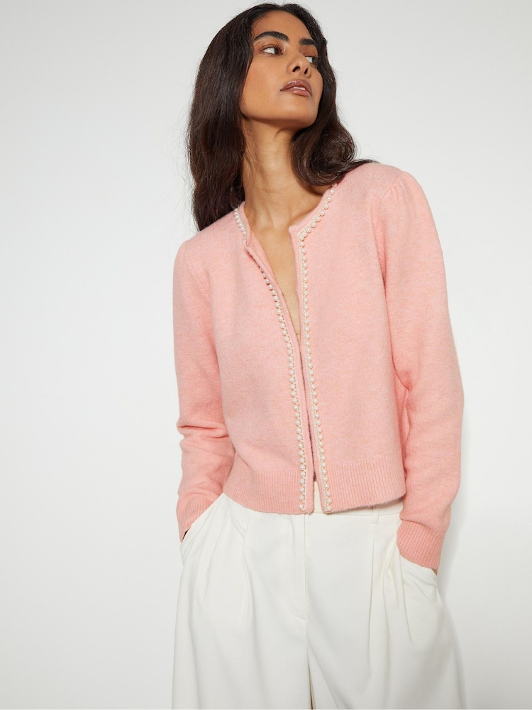 Monsoon Pink Pia Pearl Cardigan - Image 1 of 4