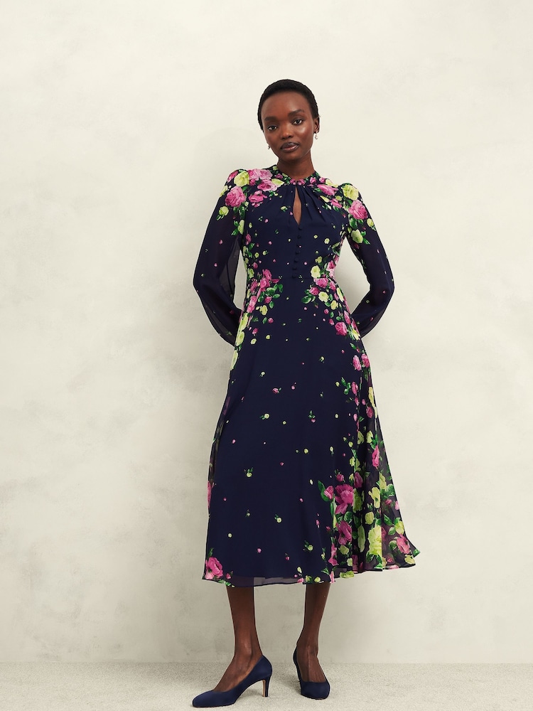 Hobbs Blue Eva Silk Dress - Image 2 of 5