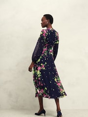 Hobbs Blue Eva Silk Dress - Image 3 of 5