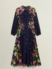 Hobbs Blue Eva Silk Dress - Image 5 of 5